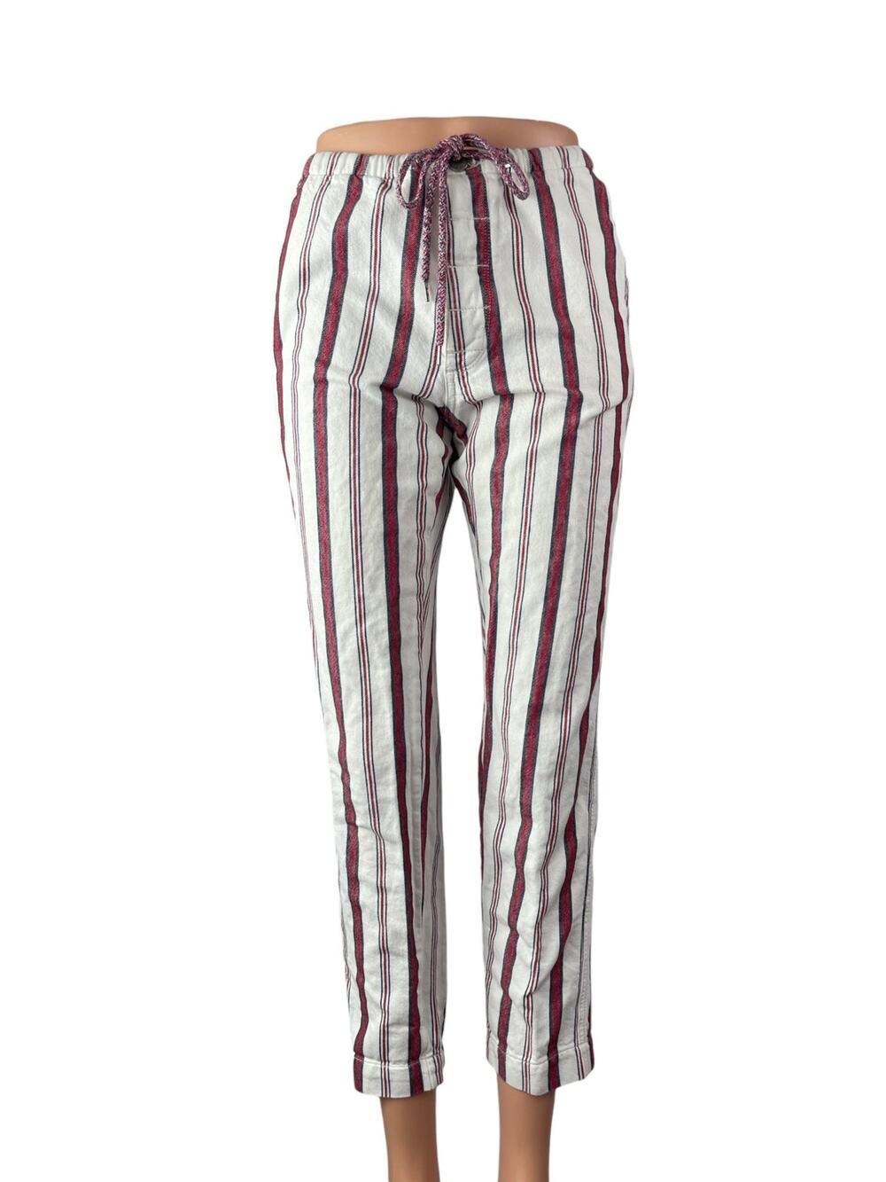 Zadig & Voltaire Womens White Red Striped Straight Leg Trousers Pants Size 6